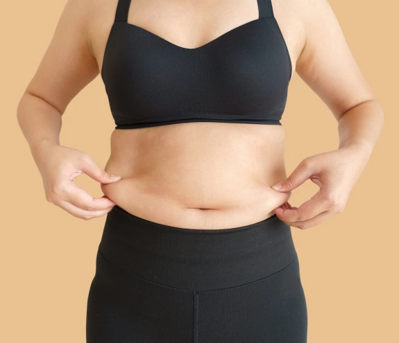 Woman's body trying to lose weight. 