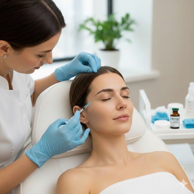 Woman getting a botox injection.