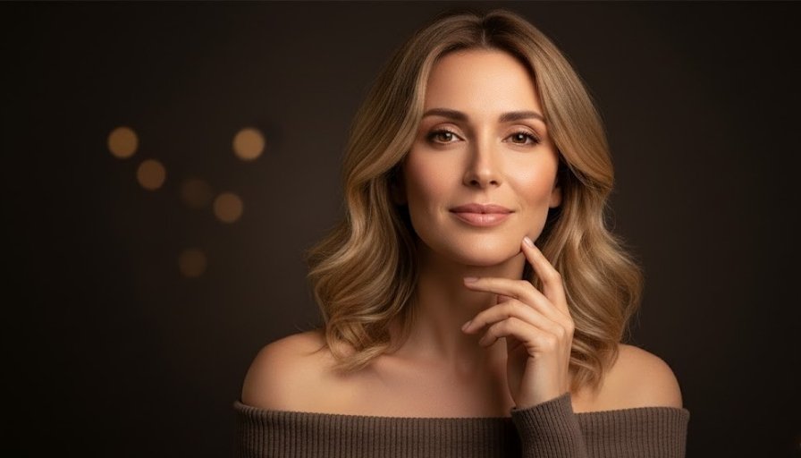 Woman with chin fillers.