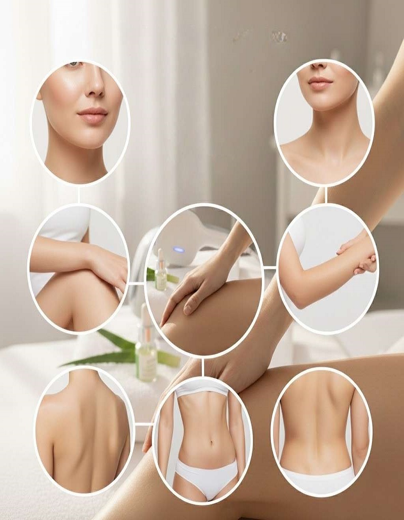 Target areas for laser hair removal