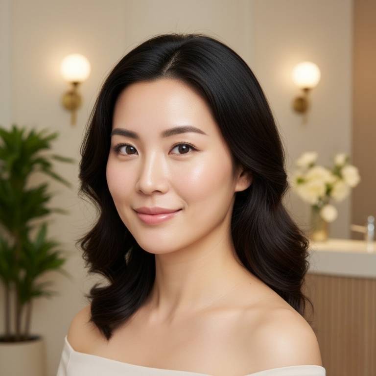 Woman after laser skin rejuvenation.