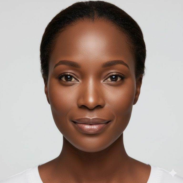 Woman after microneedling procedure.