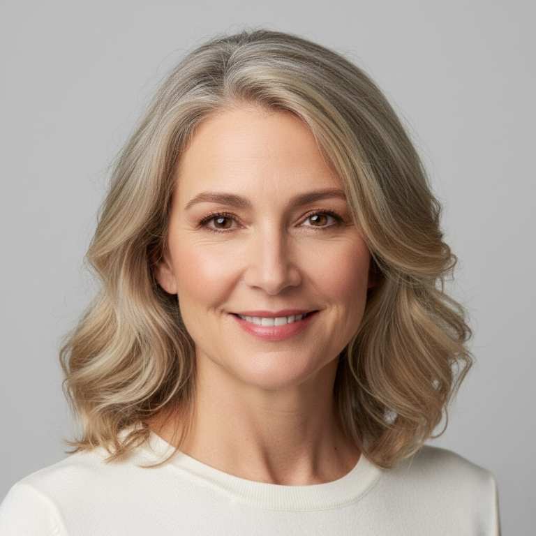 Mature woman after microneedling with PRP